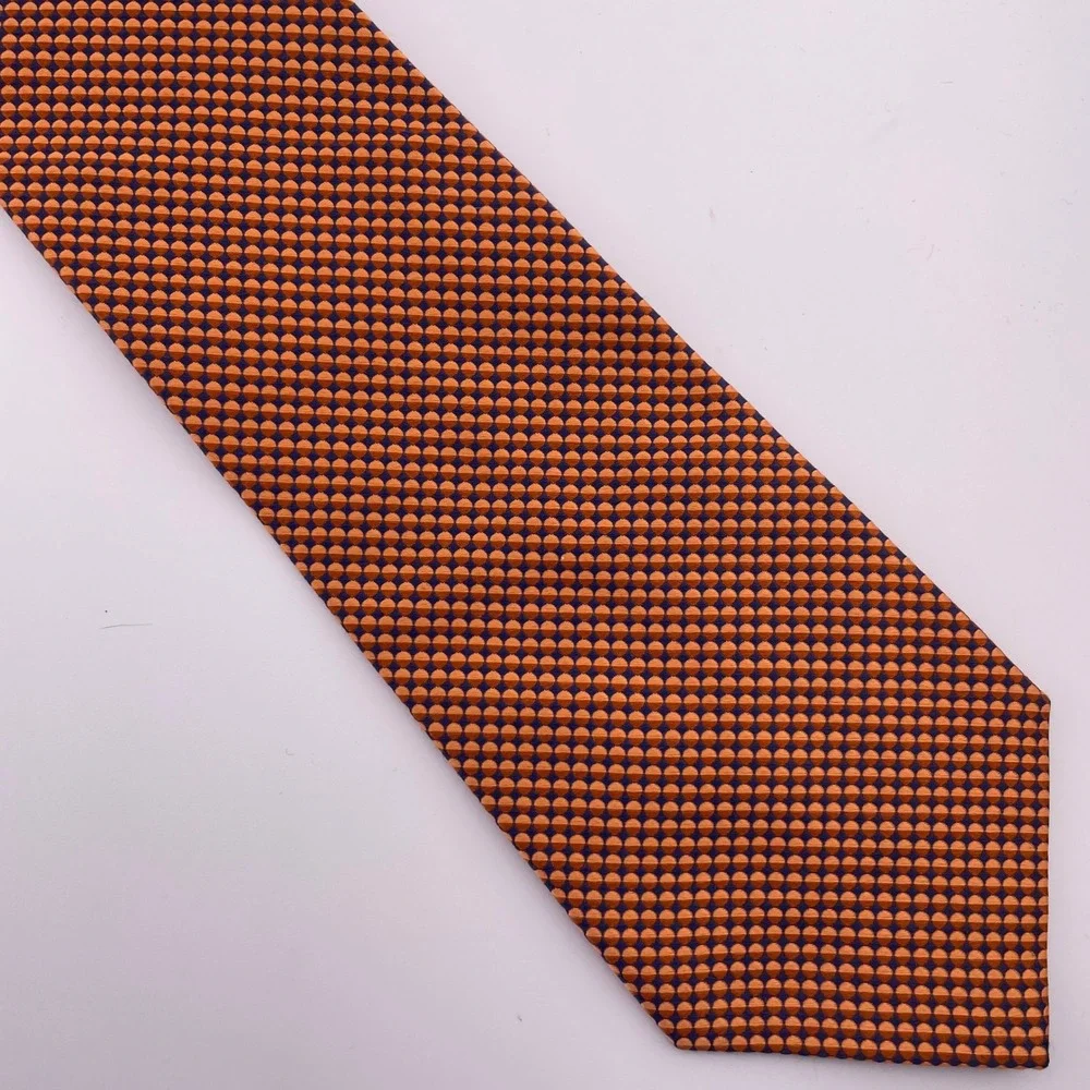 Stafford Men's Designer Necktie Orange Blue Circle Pattern Luxury Silk Blend Tie